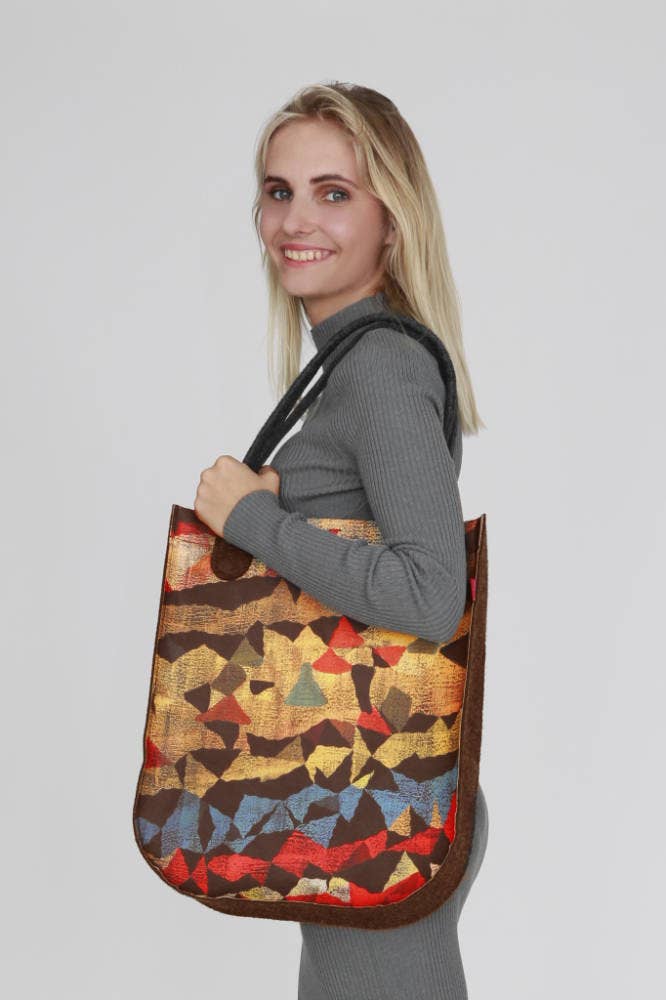IngrossoBertoni by INCI Srl - Wholesale Tote Bag - Women's - Zumba Felt Shopper Bag City Line Anthracite Bertoni4