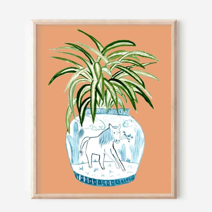 Year of the Horse + Spider Plant Print | Zodiac Plants | Chinese Zodiac Art for wholesale by Menmin Made