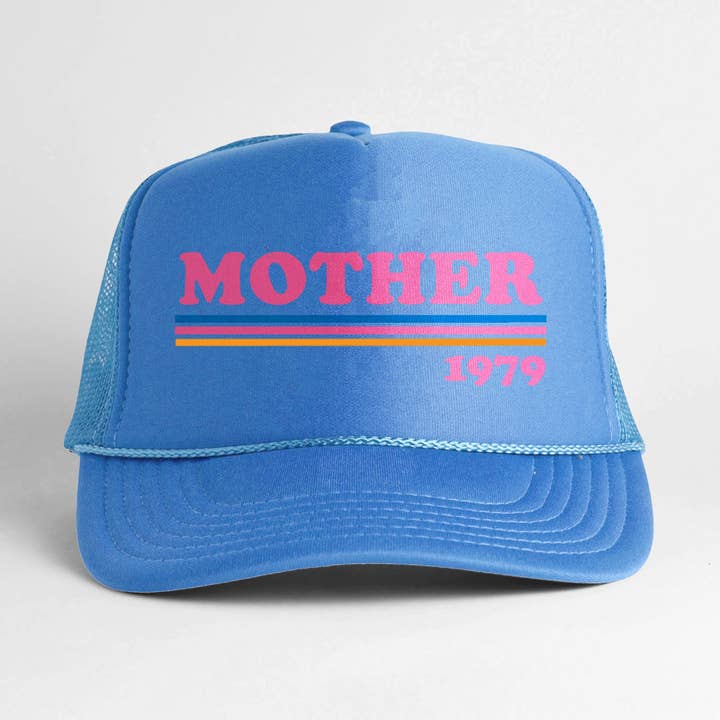 Retro Stripes Mother Trucker Hat for wholesale by House of Lulu