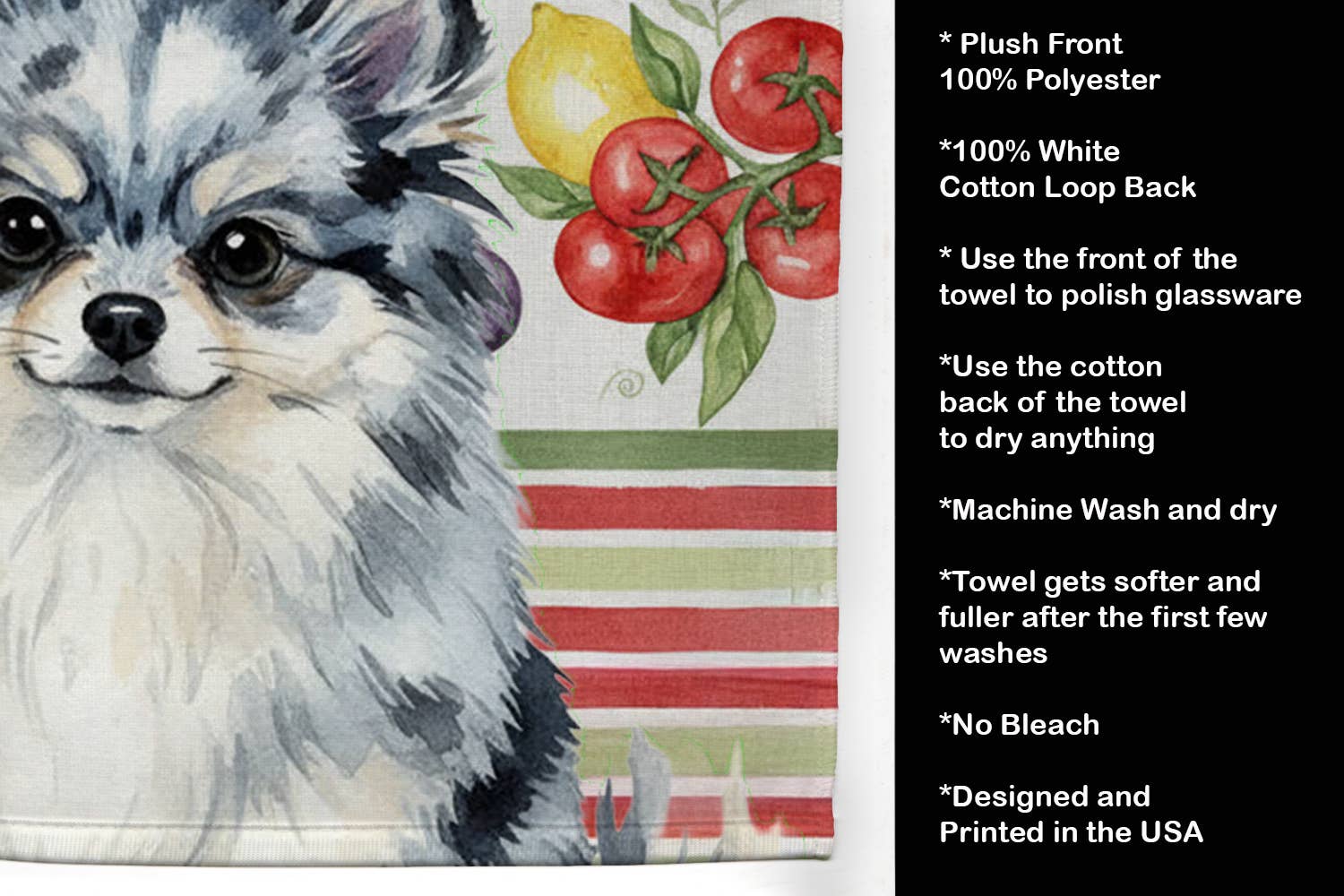 Caroline's Treasures – wholesale Hand towel – Blue Merle Pomeranian Vegetables Towel WDK83602