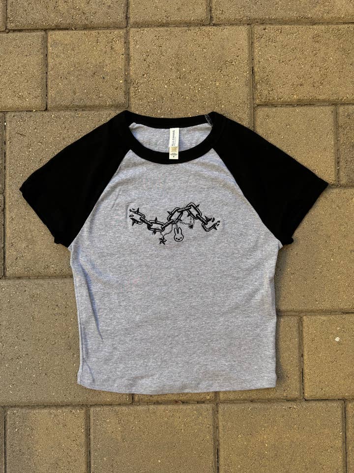 Embroidered Chain Bunny Baseball tee for wholesale by Threads By Tie