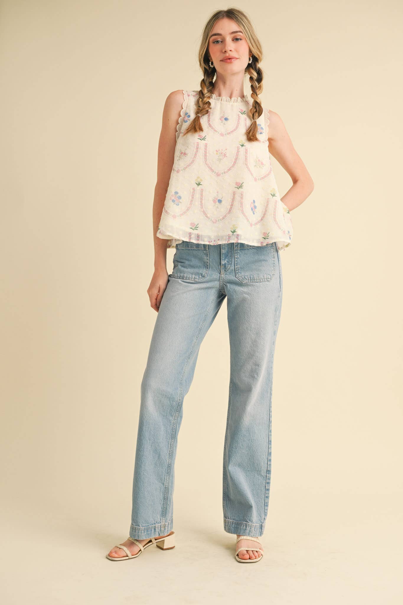 &MERCI - Vendita all'ingrosso Camicetta - Donna - TOP BABYDOLL CON RICAMO FLOREALE MTP400636