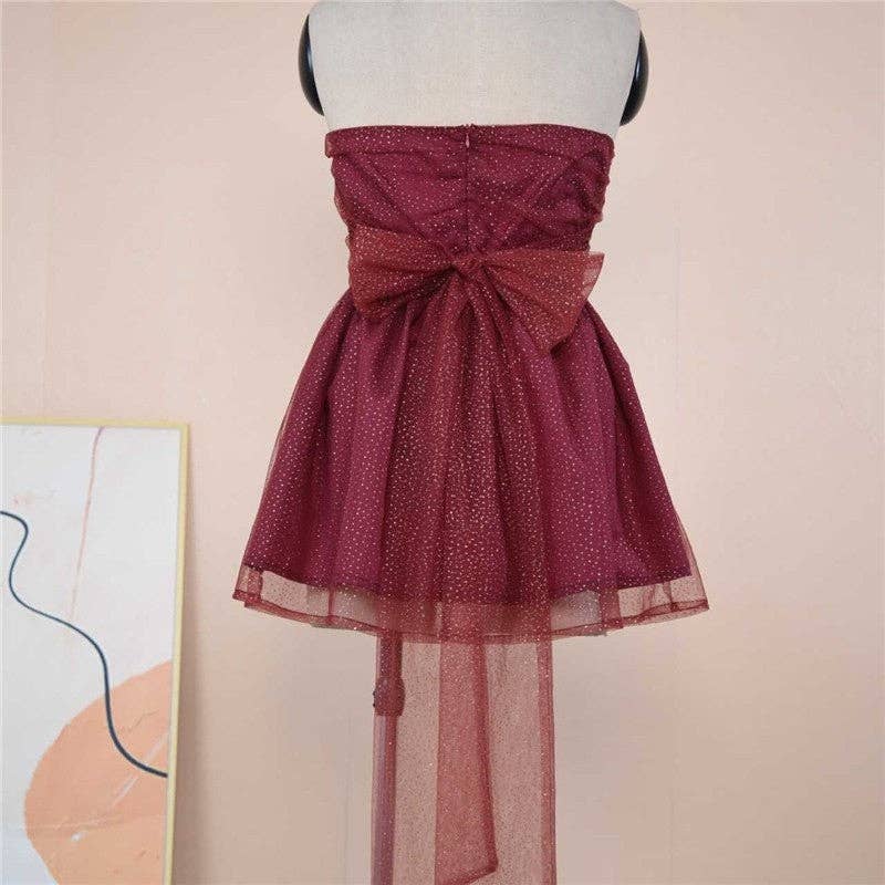 Sheer Trend - Wholesale Dress - Women's - Backless Puffy Short Dress With Off Shoulder Design7