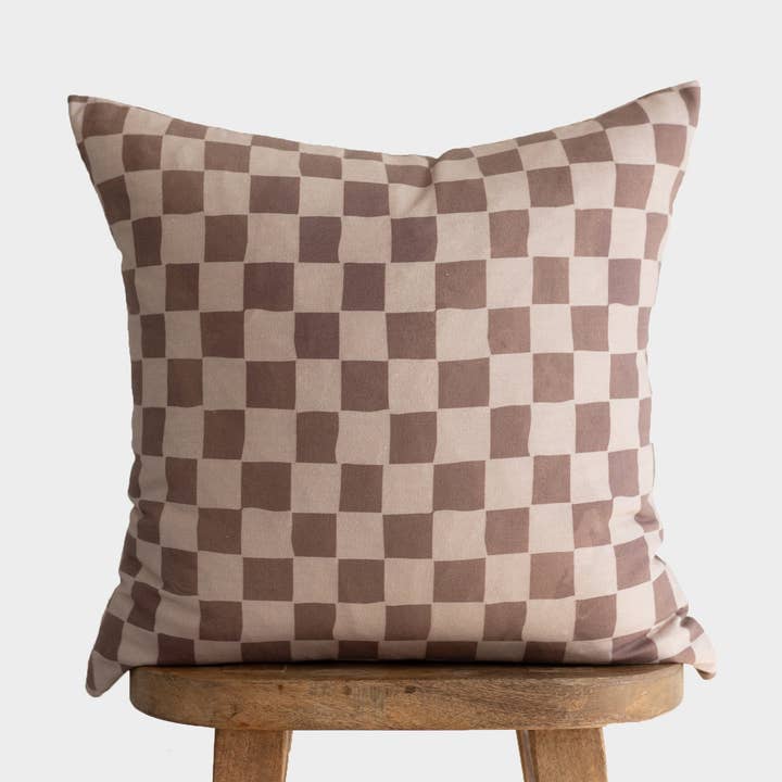 Tan & Brown Checkered - 18" | 22" | 12x20" for wholesale by Woven Nook