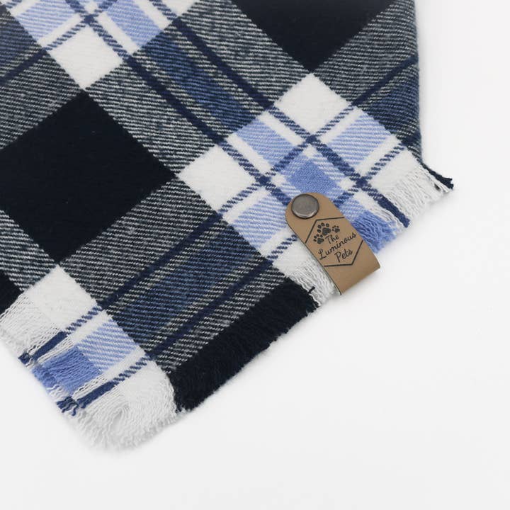 The Luminous Pets - Wholesale Pet Bandana - Dog - Blue/White Plaid Bandana | Cat& Dog Bandana | Adjustable2