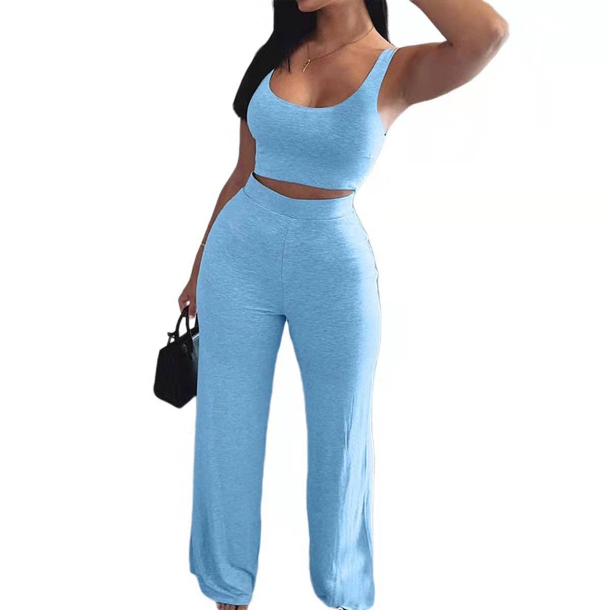 Your Beautiful Boutique – wholesale Top & pants set (NOT Loungewear) – Women's – Women Fashion Casual Solid Color Tank Top Pants Set5
