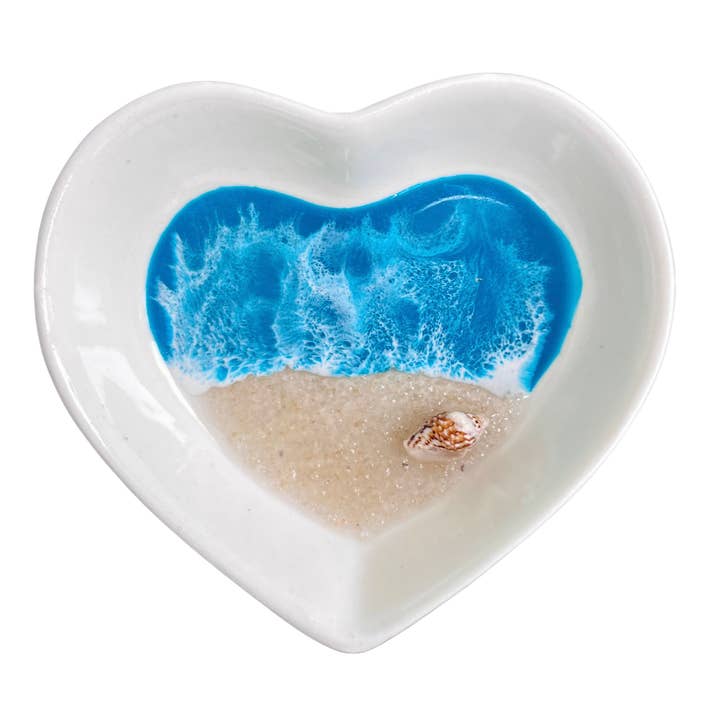3-Inch Heart Sea Shell Beach Ring Dish Souvenir Small Gift for wholesale by Two Seas Arts LLC
