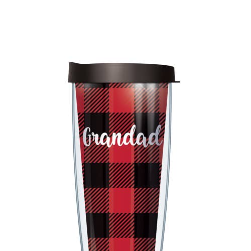 Grandad on Red and Black Buffalo Plaid Tumbler for wholesale by FREEHEART