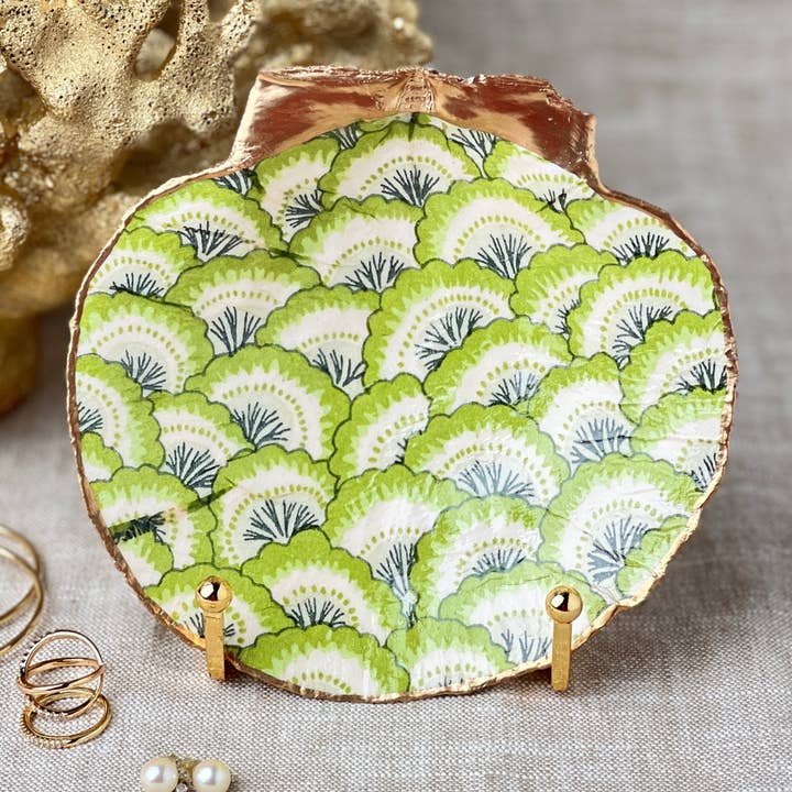 Groene Bloemenwaaier Print Sint-jakobsschelp voor wholesale door Coast & Canyon Shop