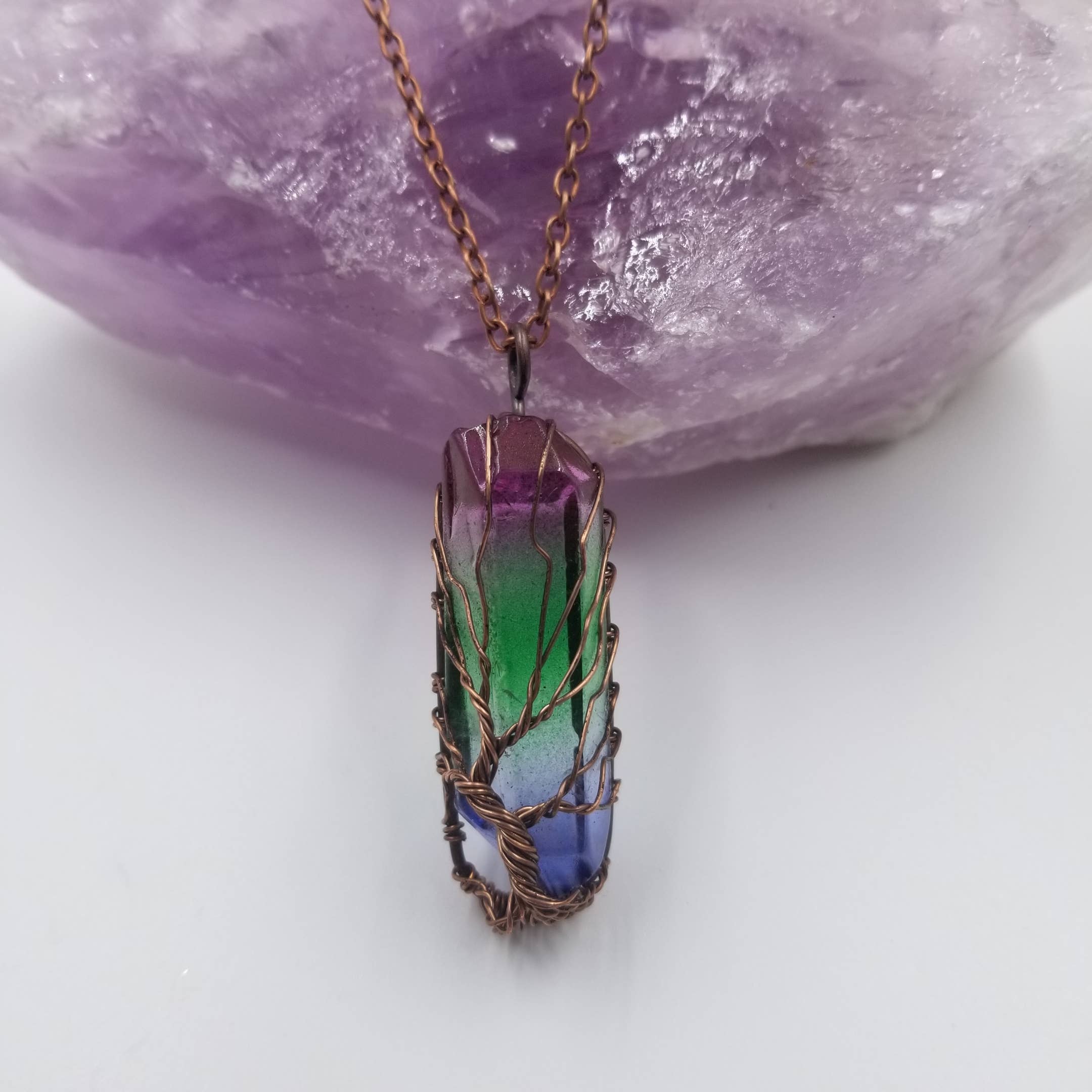 magnolia jewelry - Wholesale Pendant/Charm Necklace - Wired Rainbow Crystal Tree Of Life Necklace0