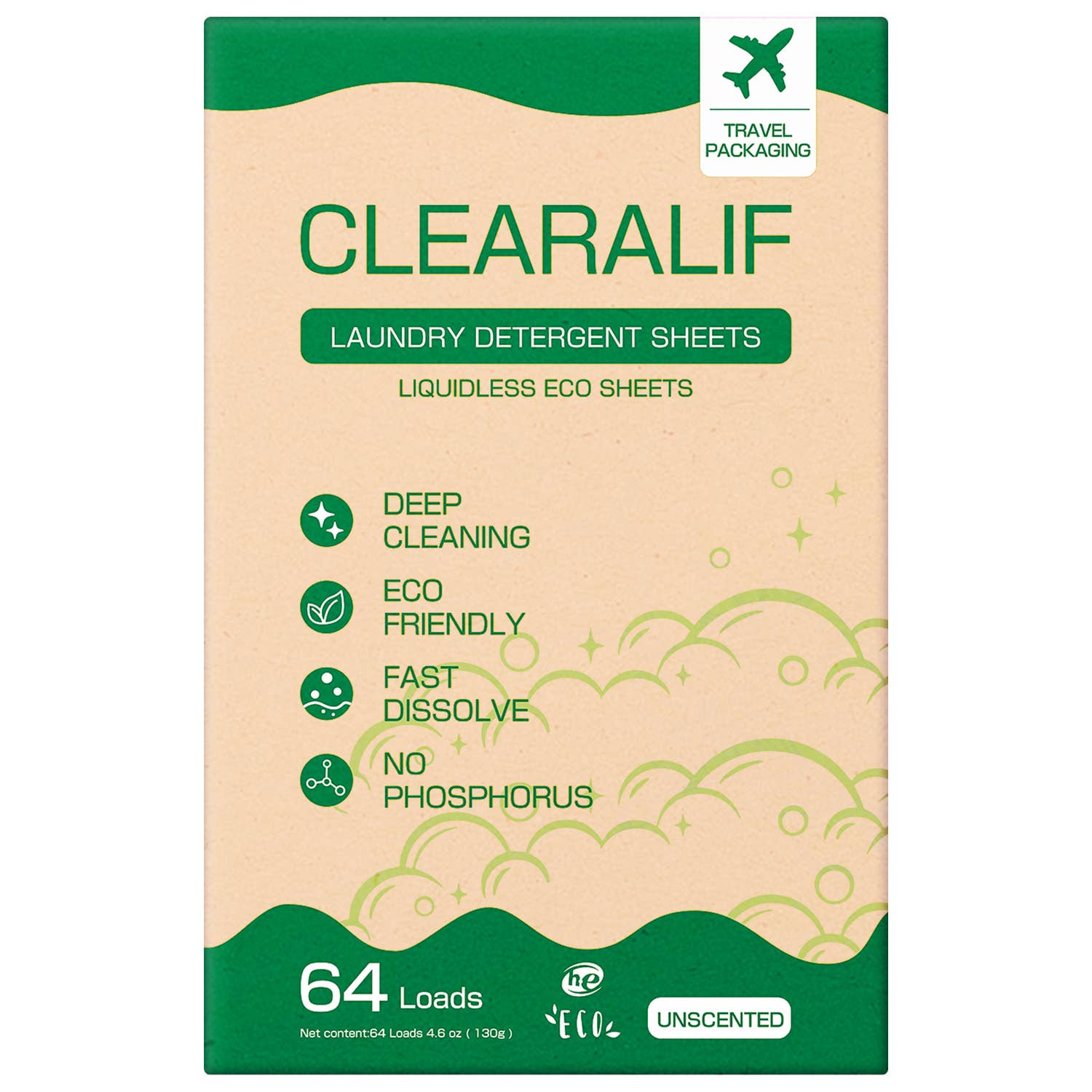 Clearalif - Vente Lessives en poudre/dosettes - Feuilles de détergent à lessive CLEARALIF 64 charges, non parfumées0