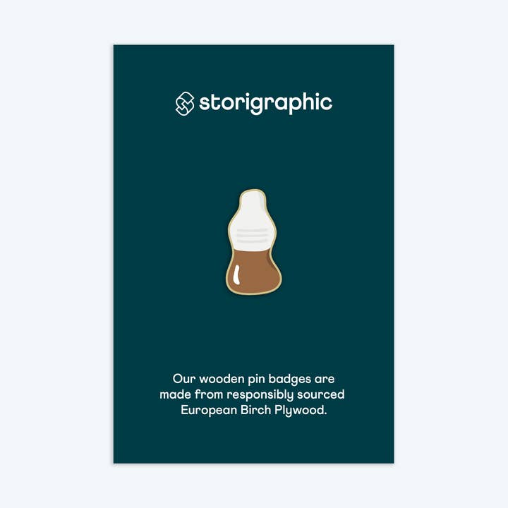 Kola Bottle — Sweeeet Series — Wooden Pin Badge for wholesale by Storigraphic®