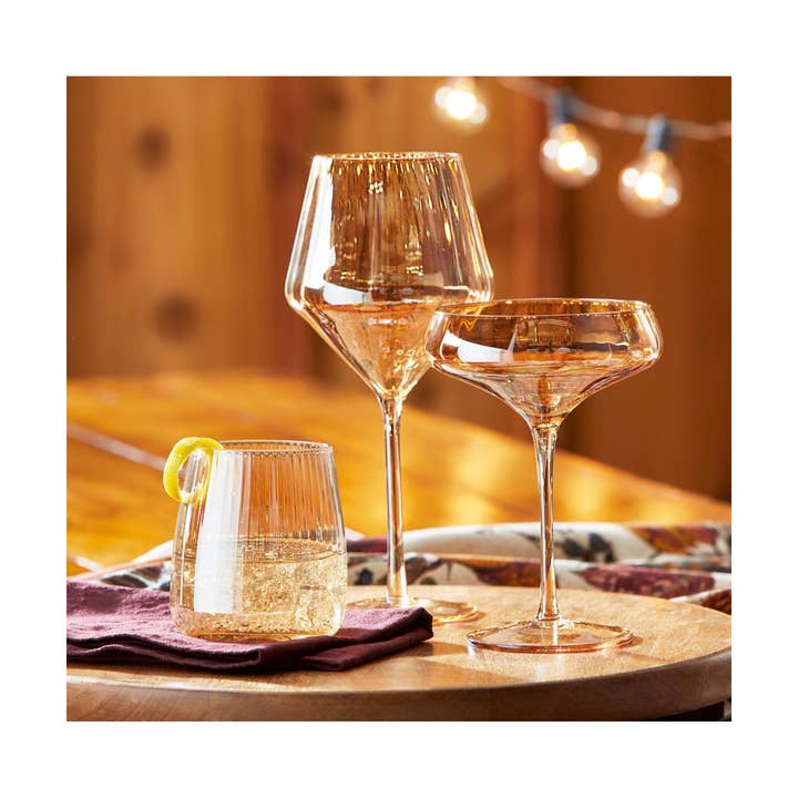 gold Chelsea Optic Wine Glass Amber Glass Everyday for wholesale on Faire2