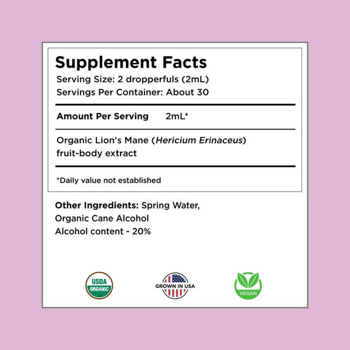 Shroomworks - Wholesale Oral supplement/vitamin - Organic Lion's Mane Mushroom Tincture | Focus | Productivity1