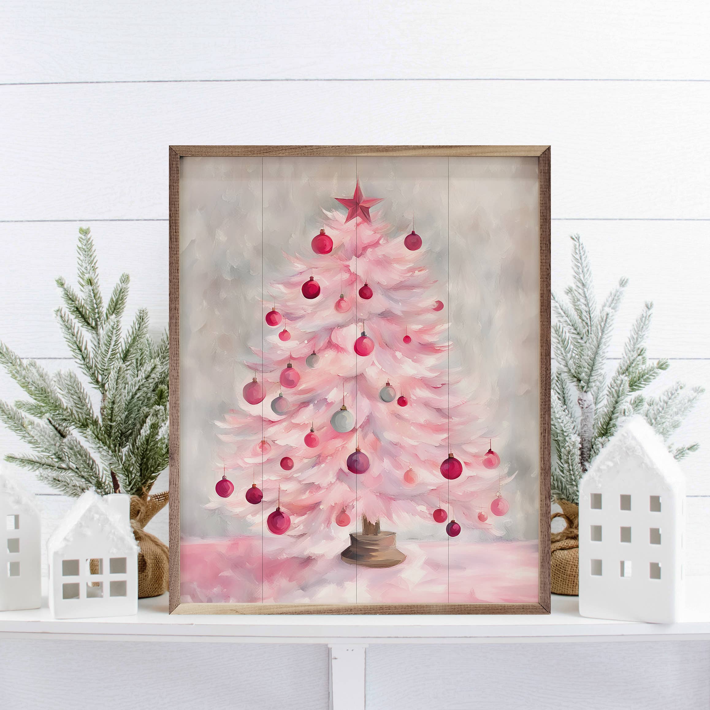 Kendrick Home - Wholesale Christmas Wall Art - Pink Christmas Tree1