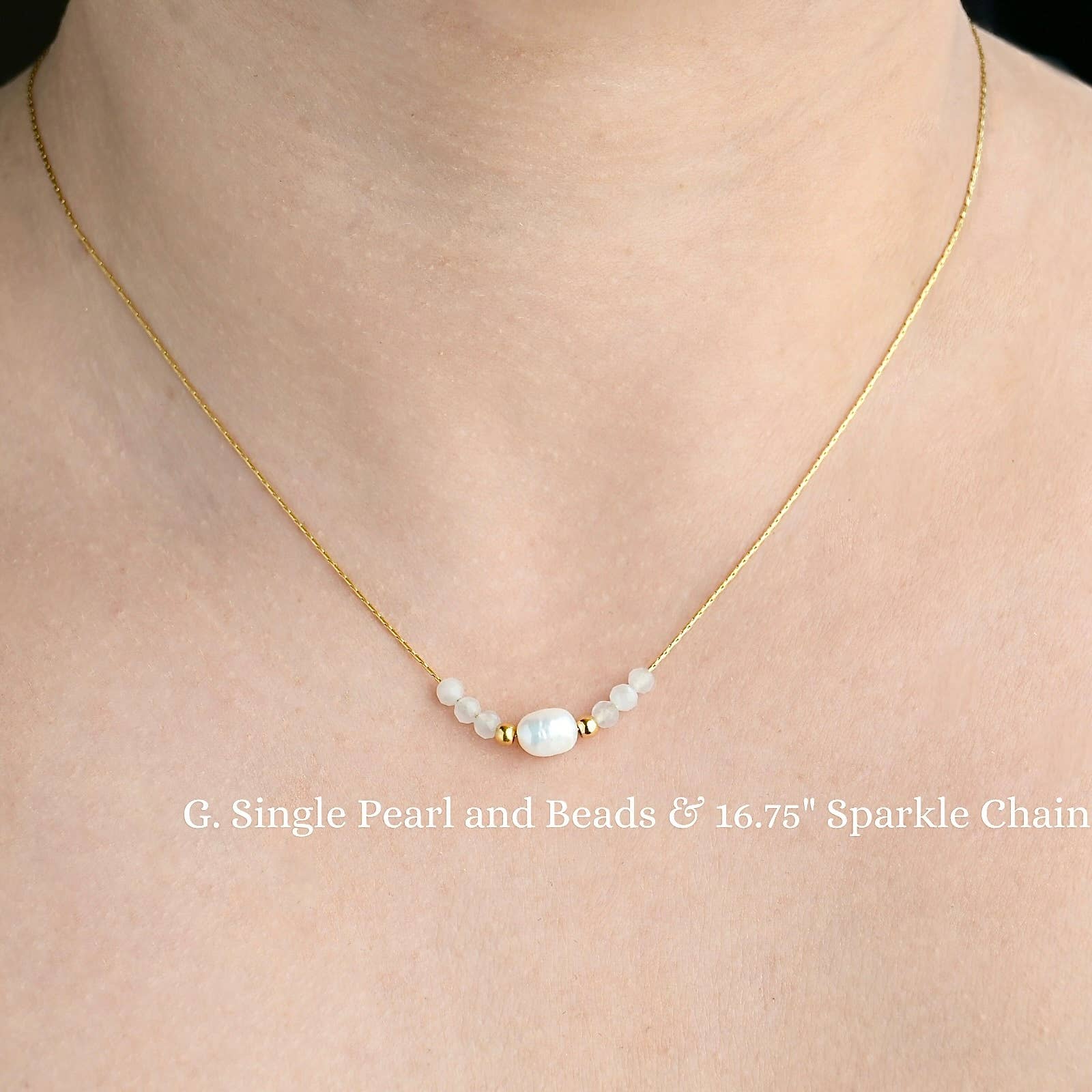 Blueyejewelry - Wholesale Beaded/Pearl Necklace - Gold Pearl Chain Necklaces - Waterproof Assorted Peal Chains14