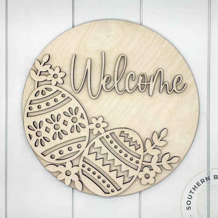 Blank rond 3D de bienvenue (œufs de Pâques) pour la vente par Southern Birch Company