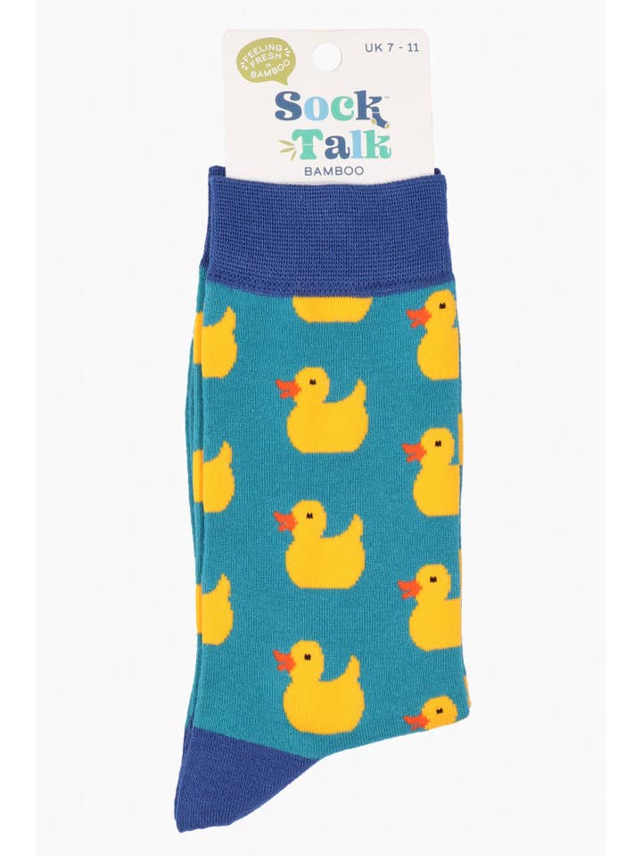 Sock Talk – wholesale Socks – Men's – Mens Rubber Duck Novelty Bamboo Socks in Turquoise Blue3