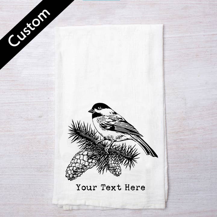 Torchon personnalisable | Chickadee | Name Drop | Souvenir pour la vente par Counter Couture
