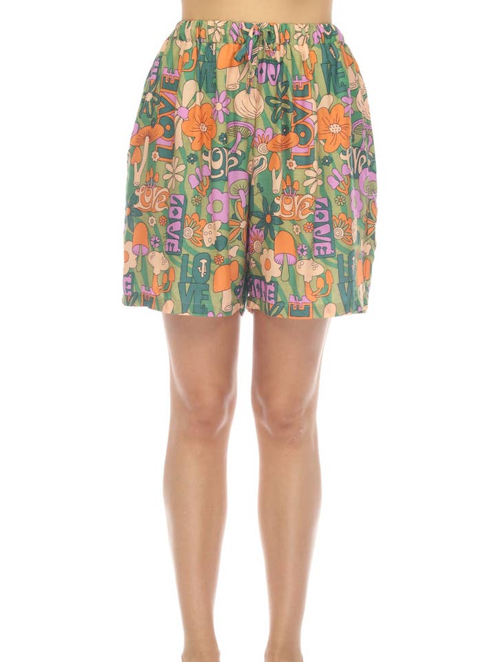 Strandshorts mit Pilzmotiv und Love-Aufdruck für den Großhandel von Lakhays Collection Inc.