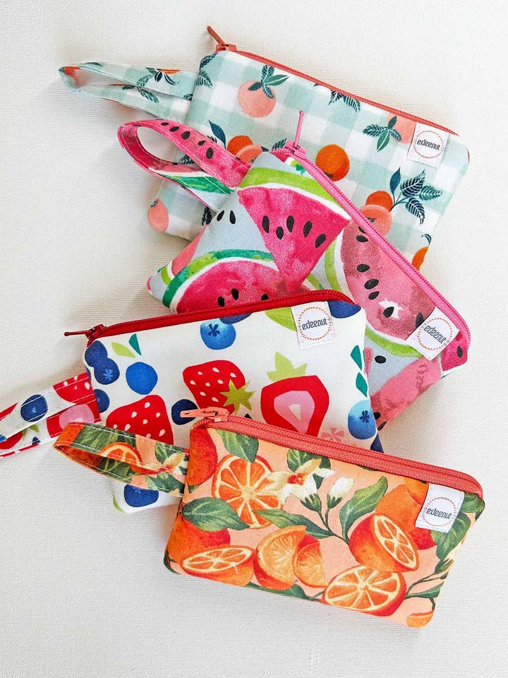MINI ZIPPER BAG, Fruit Fabrics. Coin Purse ZIP POUCH for wholesale by edeenut