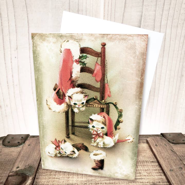 Biglietto natalizio con gatti. per la vendita all'ingrosso da parte di Yesterday's Best