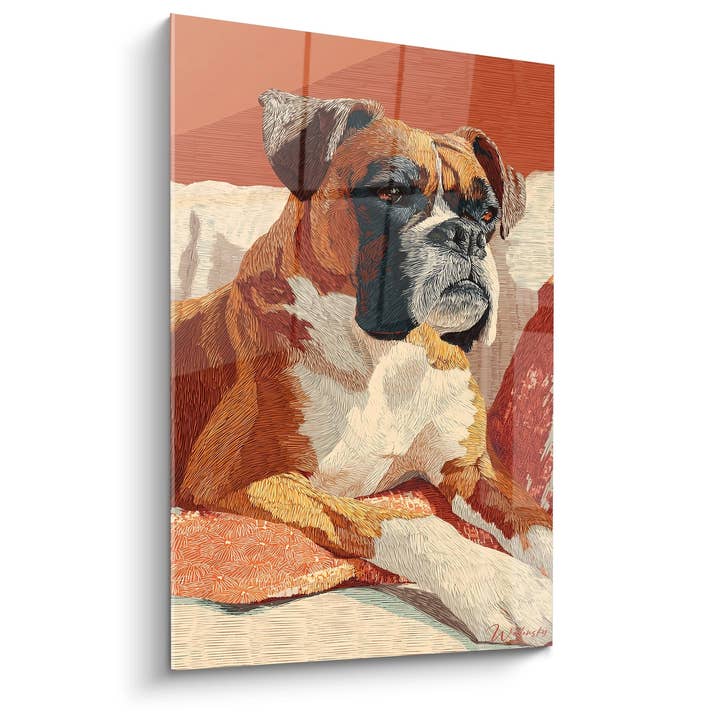 Retrato de Boxer en Tonos Ocres - Mirada Noble - Edición Boxer para venta al por mayor de Walensky