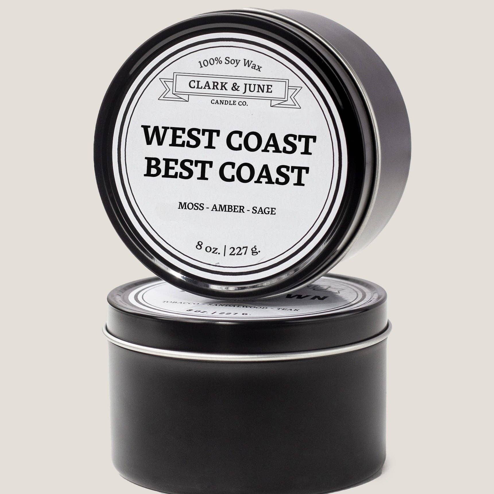 Clark & June Candle Co. - Wholesale Travel Candles - West Coast Best Coast | Moss - Amber - Sage 8oz Soy Candle0