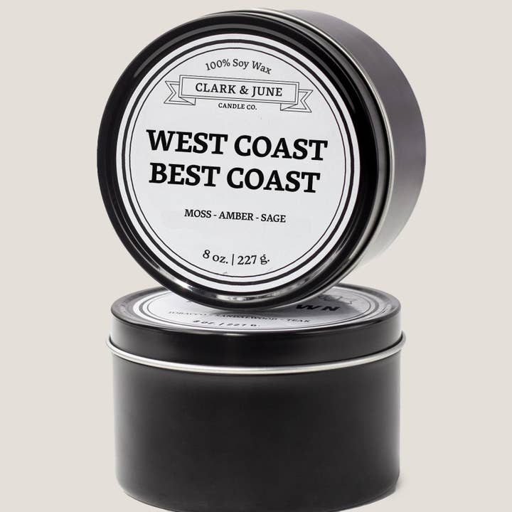 Clark & June Candle Co. - Wholesale Travel Candles - West Coast Best Coast | Moss - Amber - Sage 8oz Soy Candle