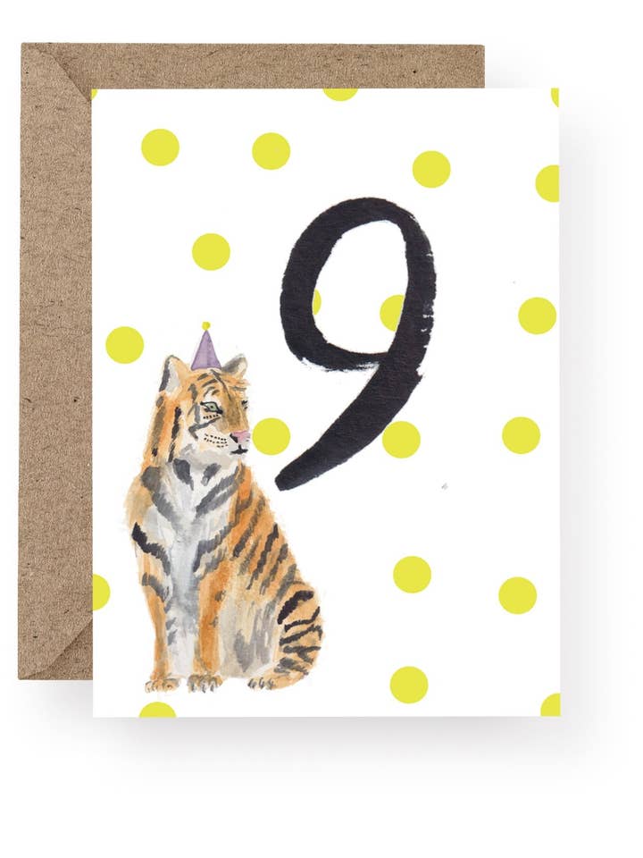WS174 Tiger 9th Birthday Card for wholesale by Western Sketch