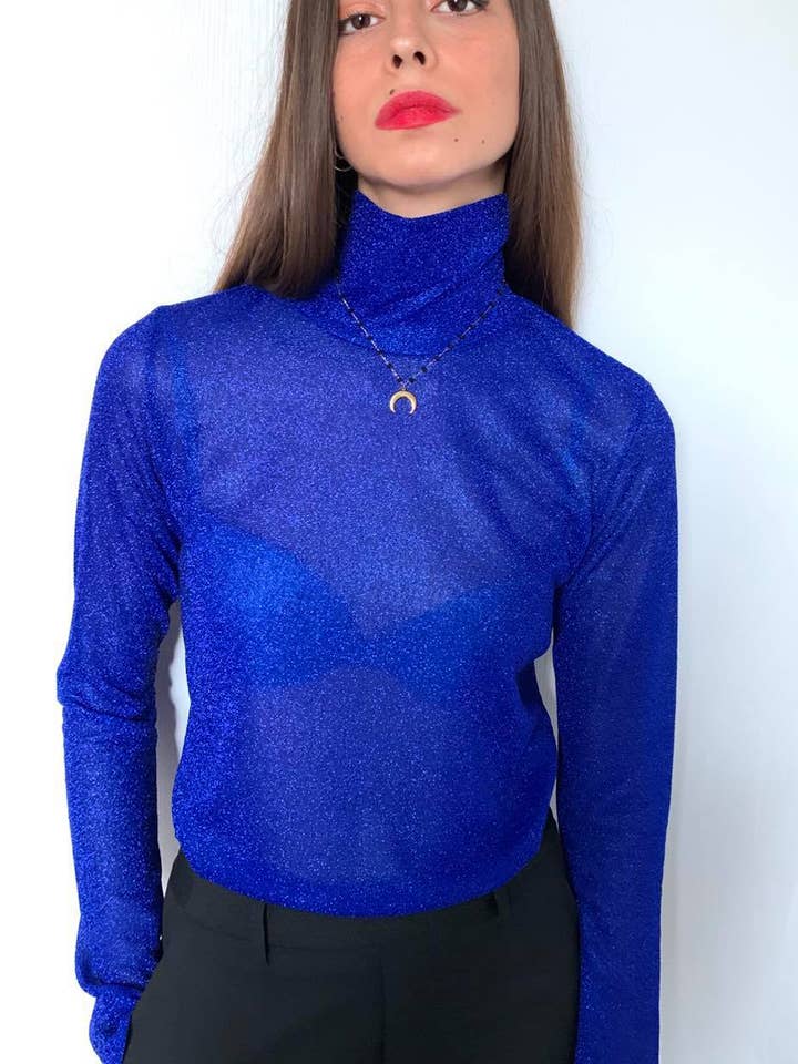 Sparkle Metallic Turtleneck Blouse for wholesale by Julia Di Lorenzo Collection