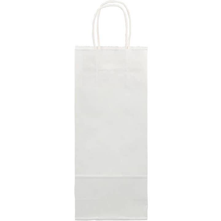 JAM PAPER - Wholesale Gift Bag - Wine Gift Bags, 5 1/4x3 1/2x13, White Kraft, 1PK1