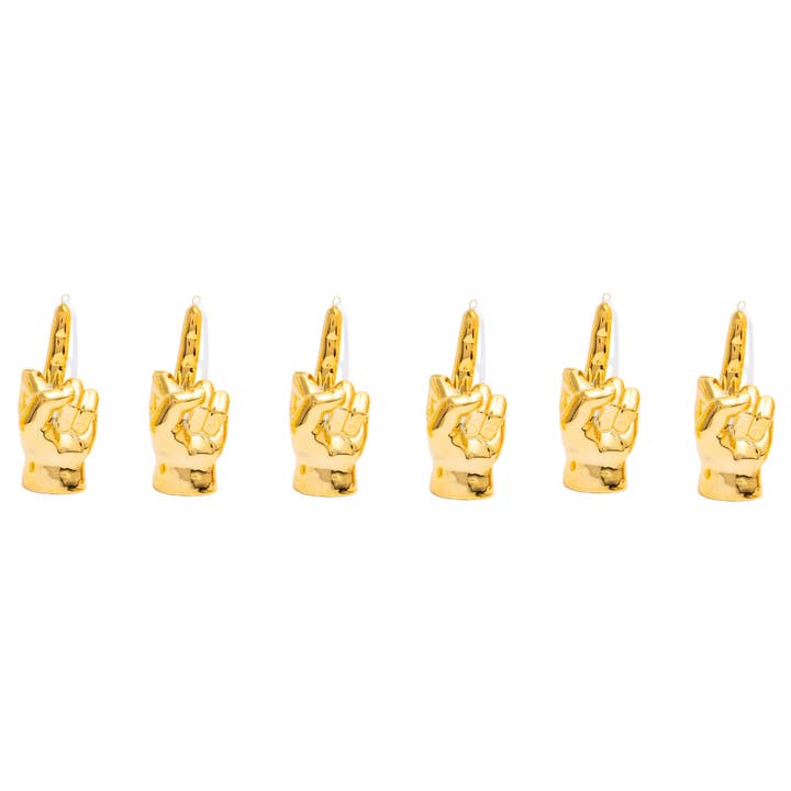 Interior Illusions Plus - Wholesale Ornament Set - Holiday Middle Finger Hand Ornaments - 4" tall (6 Pack)