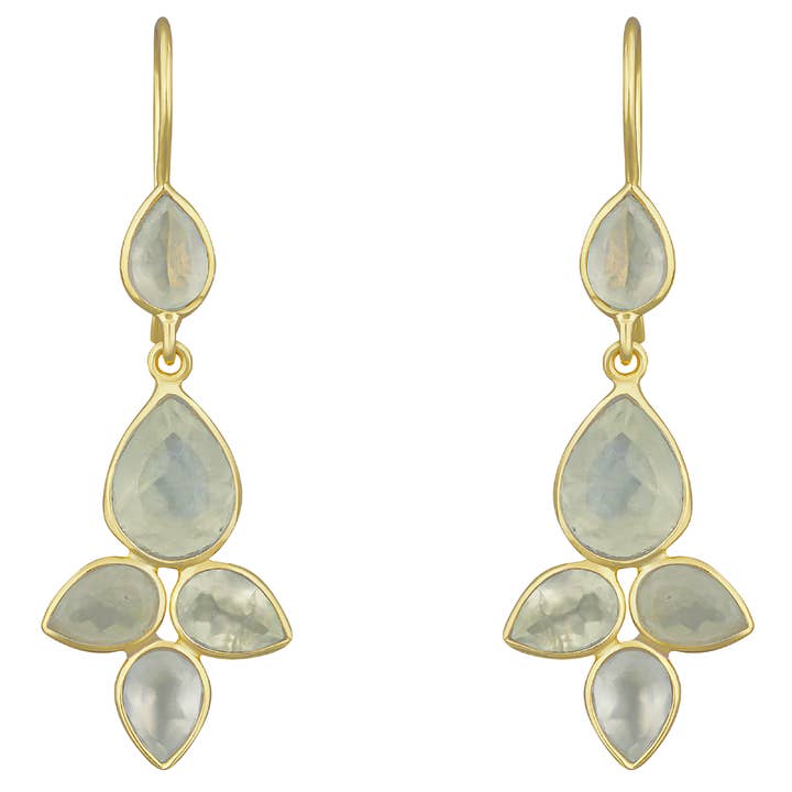 Boucles d'oreilles pendantes en préhnite Hope pour la vente par POMEGRANATE