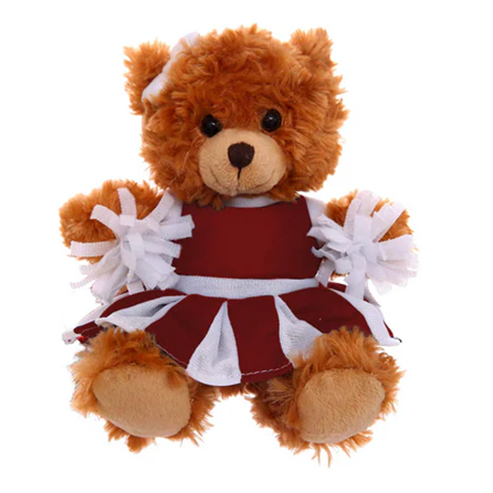 Plushland - Wholesale Stuffed/Plush Toy - Kids & Baby - 6″ Brown Sitting Bear in Cheerleader Outfit | Soft Bear 6