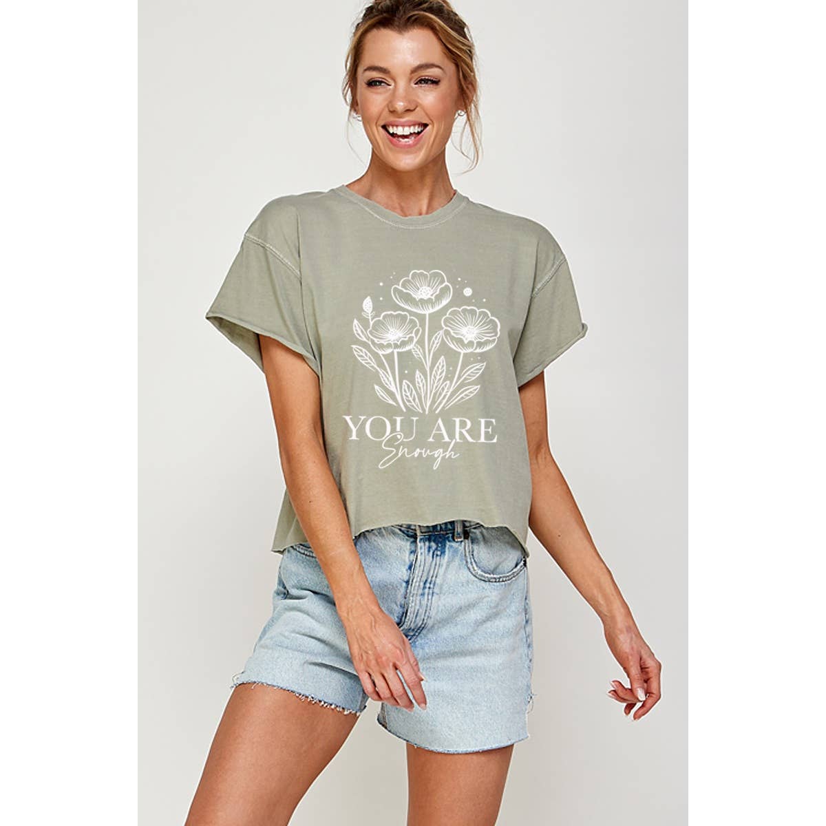Illustrated Society - Wholesale T-Shirt (Graphic) - Women's - YOU ARE ENOUGH VINTAGE GRAPHIC CROP TOP9