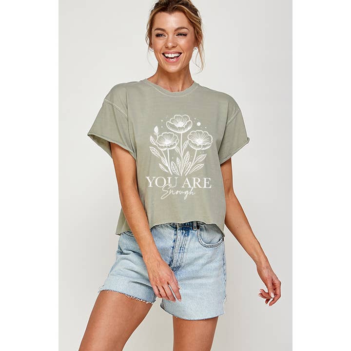 Illustrated Society - Wholesale T-Shirt (Graphic) - Women's - YOU ARE ENOUGH VINTAGE GRAPHIC CROP TOP9