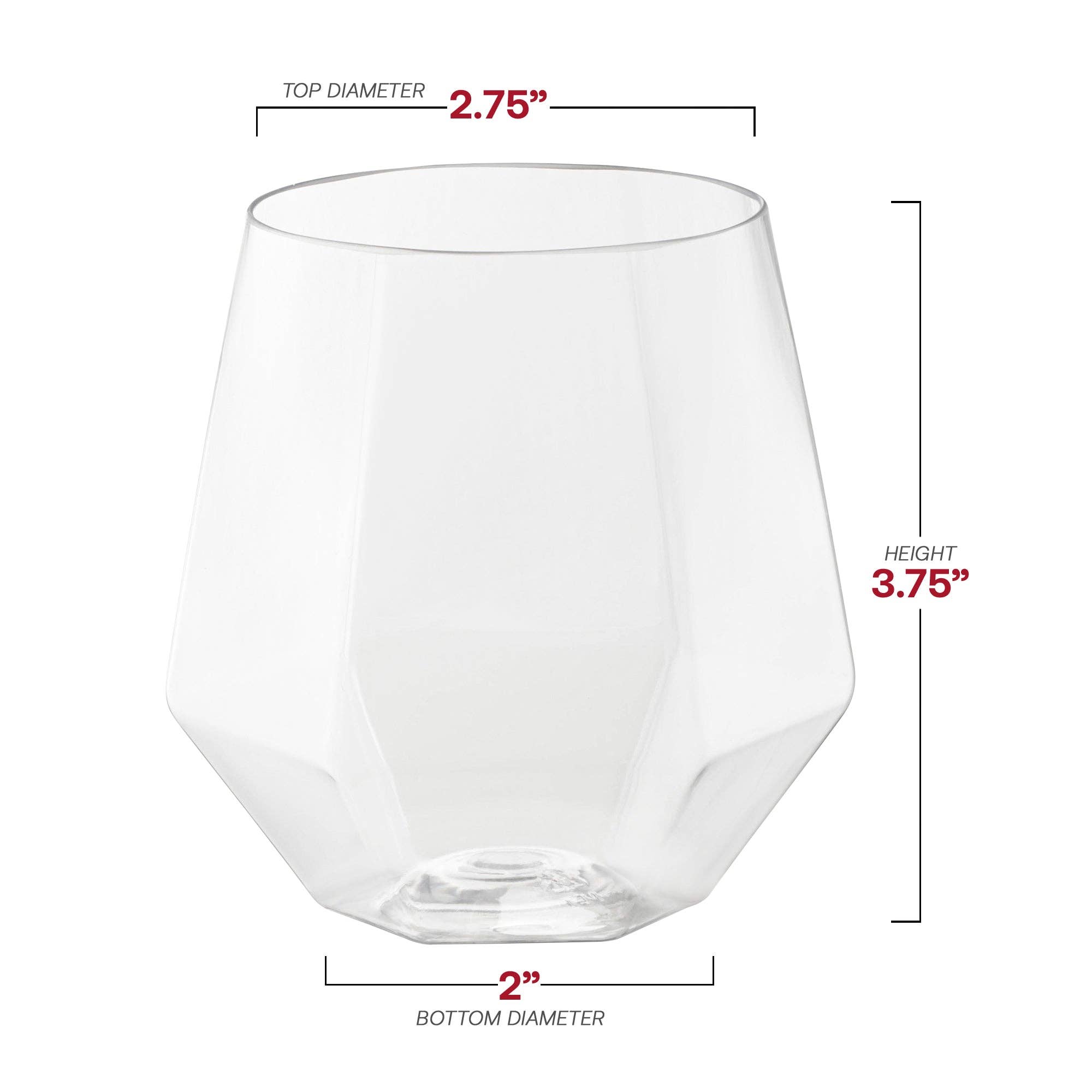 Smarty had a Party - Wholesale Wine Glass - 12 oz. Clear Hexagonal Plastic Wine Goblets - 64 pcs3