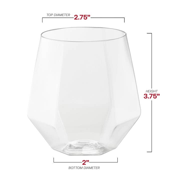 Smarty had a Party - Wholesale Wine Glass - 12 oz. Clear Hexagonal Plastic Wine Goblets - 64 pcs3