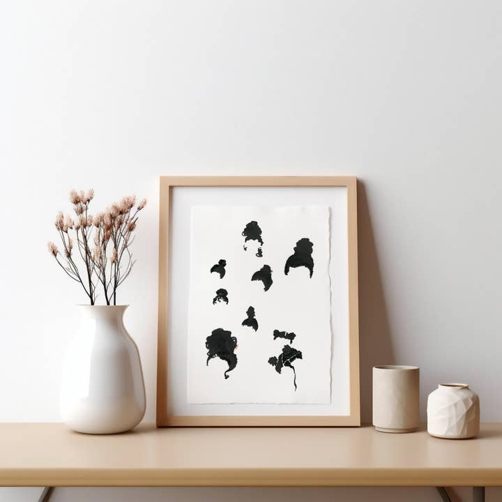 Art afro-américain à l'encre de cheveux sur papier frangé pour la vente par ArtbyHaise