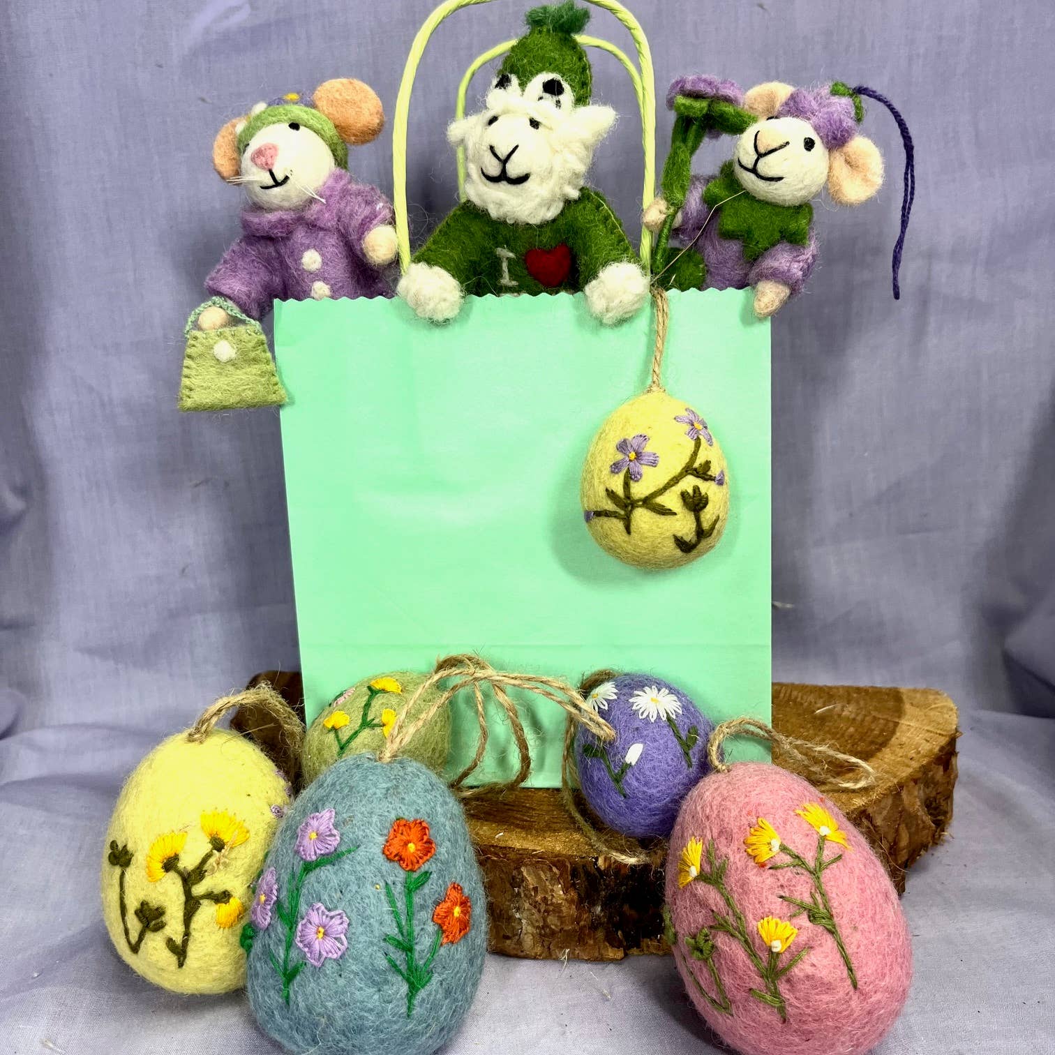 Felt So Good - Wholesale Ornament - Handmade Felt Large Floral Easter Eggs Variety Pack6