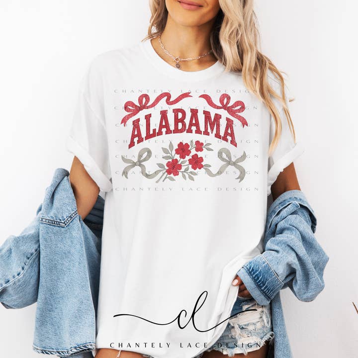 Cinta Floral de Fútbol Americano Universitario de Alabama Comfort Colors para venta al por mayor de Chantely Lace