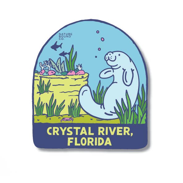Blue Manatee Sticker | Crystal River for wholesale by Nature Bound Co