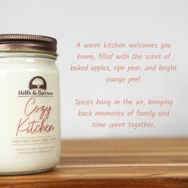 Hills & Burrow - Wholesale Jar/Filled Candle - Cozy Kitchen – Warm Baked Fruit & Soft Spice Candle2