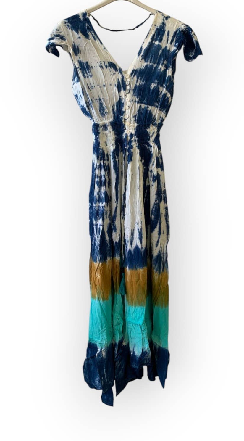 Nola by bijusol – Vestido - Mulher por atacado – Vestido Maxi Tie-Dye Boho – Feito à Mão na Índia3