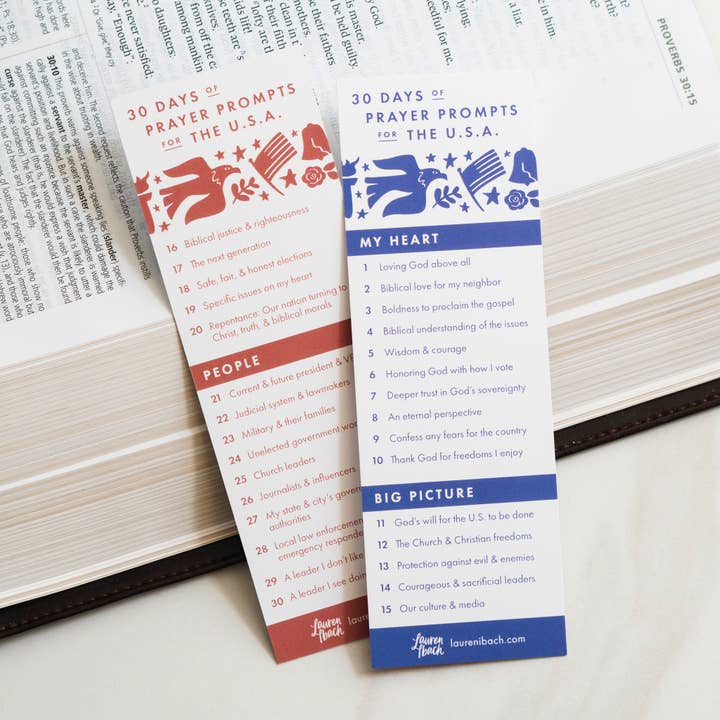 Prayer Prompts for the USA Bookmark for wholesale by Lauren Ibach