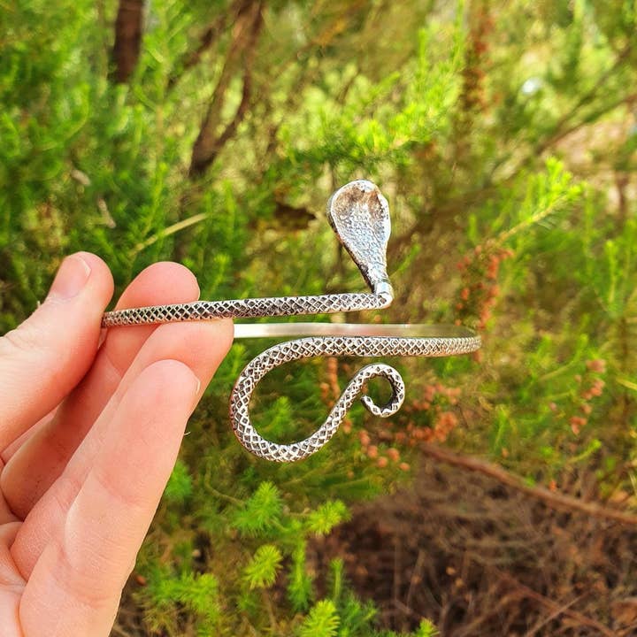 Kaali Boutique - Wholesale Cuff Bracelet - Silver Snake Arm Bracelet / Boho / Tribal / Spiral / Ethnic / Rustic / Bohemian / Hippie / Plus Size / Body Positive2