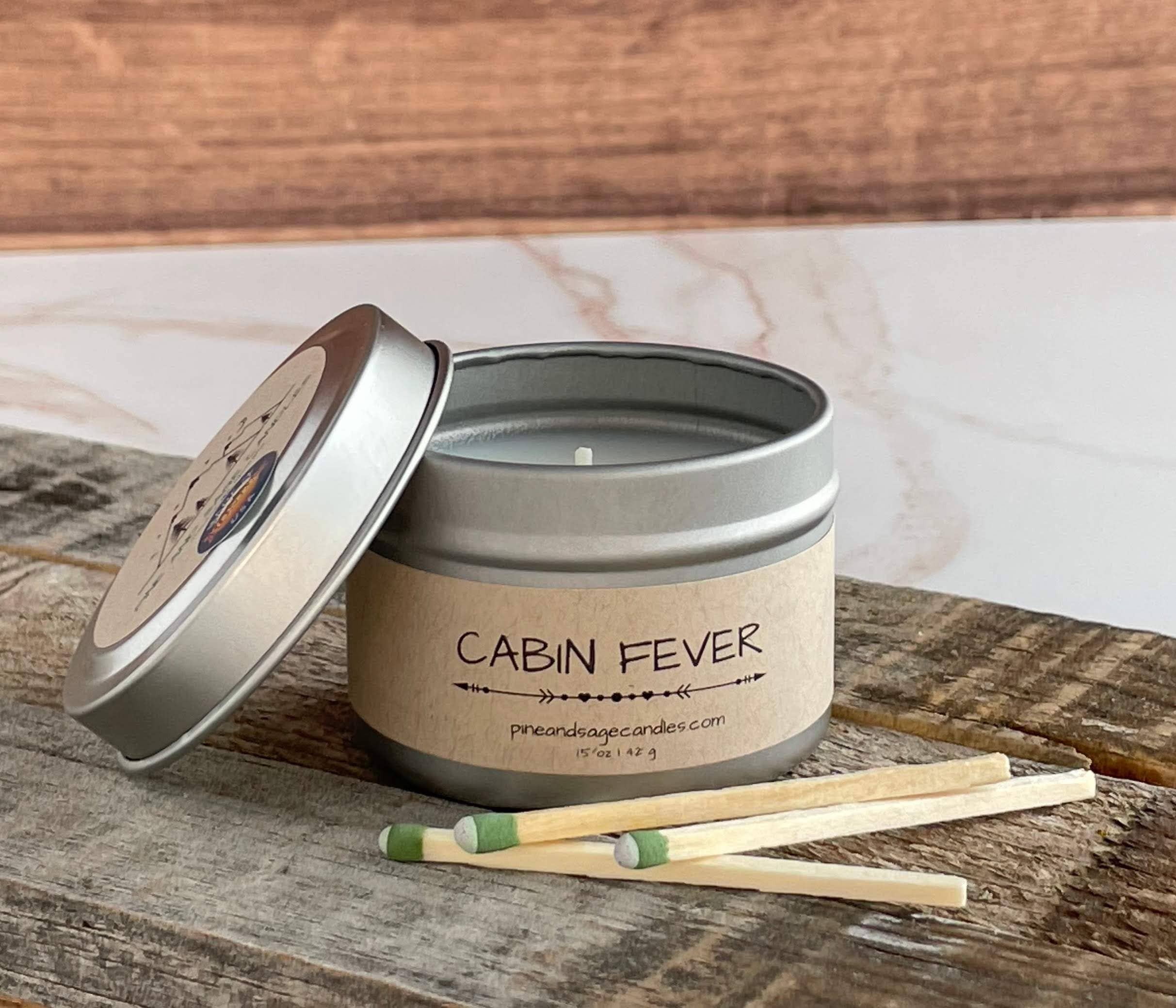 Pine and Sage Candles – Velas de viagem por atacado – Cabin Fever - Lata de Vela Preta Fosca de 170 g0