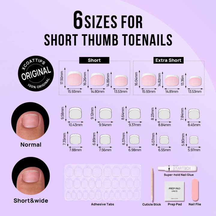 BTArtboxnails - Wholesale Press-On/Fake Nails - Timeless Grace Press On Toe Nails | Squoval White French Tip2