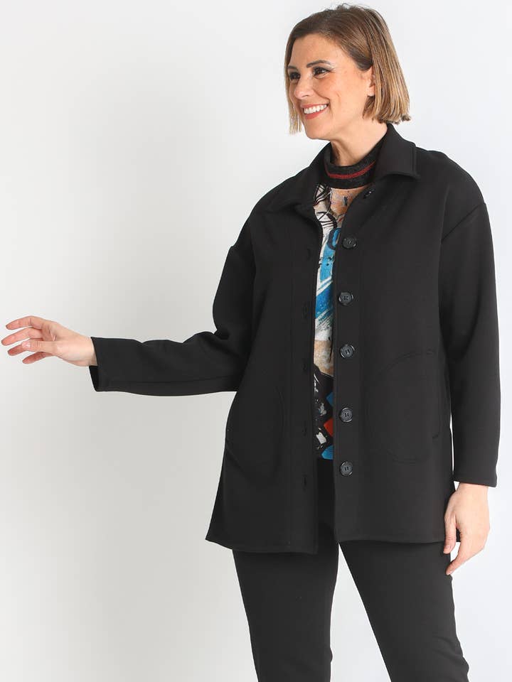 Casaco elástico de neoprene com botões por atacado de LOURDES CASTILLO